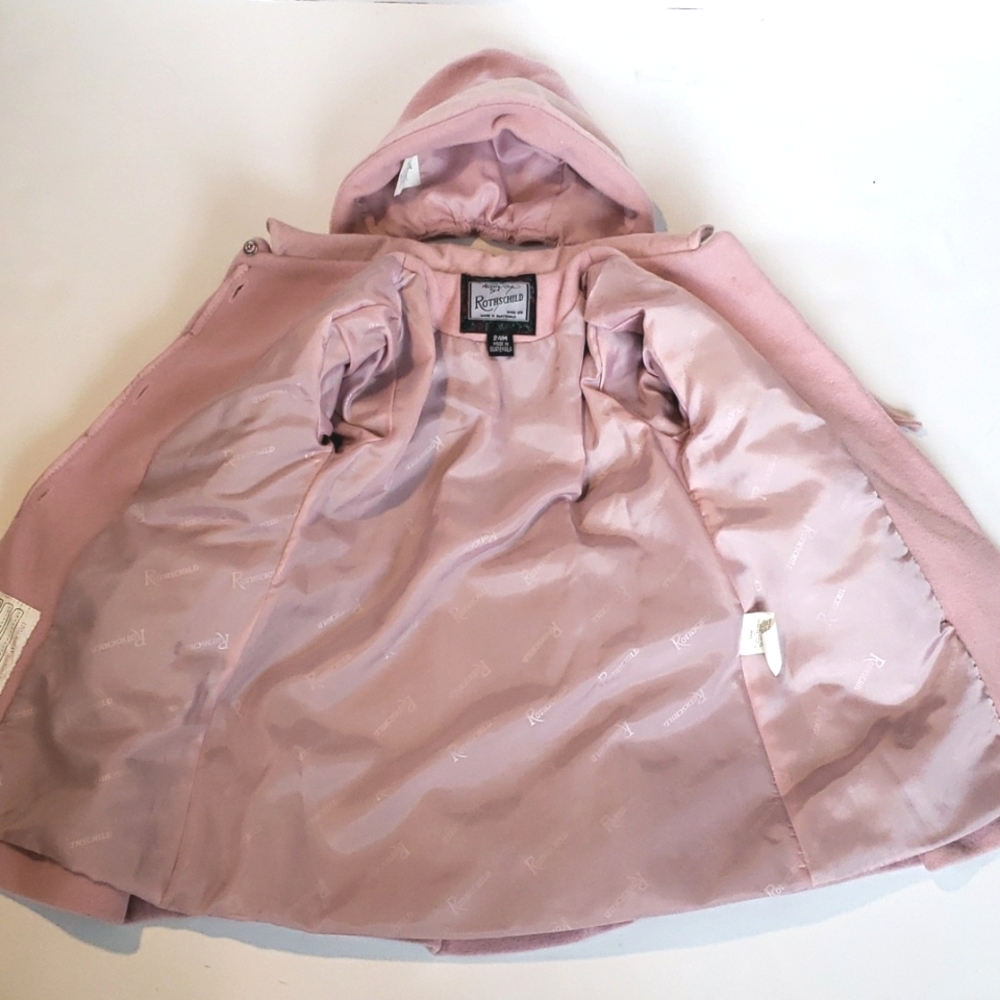 Rothschild Pink Hooded Girls Coat with Bows - Picture 4 of 7